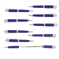 PENS: [9] Montblanc Writers Edition Jules Verne Indt No 8494 ball pens; bright blue lacquer; platinu