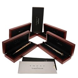 PENS: [4] Yard O Led sterling silver ballpoint pens; approx. 140mm long; Approx. 42 grams; Stamped M