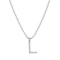 CHAIN & PENDANT:  (1)  14KWG faceted bead chain, 23 inch, 4.0mm, lobster clasp. (1) 14KWG initial ‘’