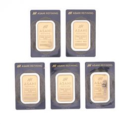 BULLION: [1] Ashahi Refining .9999 fine gold bar; 1 troy ounce; #A000496 BULLION: [1] Ashahi Refinin