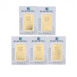 BULLION: [1]Elemetal .9999 fine gold bar; 1 troy ounce;  #16-33210 BULLION: [1]Elemetal .9999 fine g