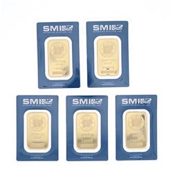 BULLION: [1] Sunshine Minting .9999 fine gold bar; 1 troy ounce; #A148147 BULLION: [1] Sunshine Mint