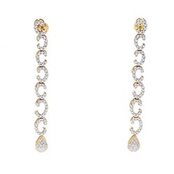 EARRINGS: 18k yellow gold earrings; (208) round brilliant cut diamonds, 1.3mm-1.5mm = an estimated 2