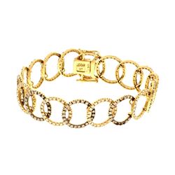 BRACELET: 18k yellow gold bracelet; 7 inches long; (363) round brilliant cut diamonds, 1.2mm-1.3mm =