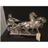 Image 2 : SCULPTURE: Roman Chariot with two horses, silvertone patina. No markings found noted on previous rep