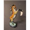 Image 3 : SCULPTURE: Painted bronze rearing horse, signed Marius in the mold; on verdigris and marble base. 26
