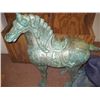 Image 2 : SCULPTURE: Decorative large Chinese bronze Tang-style horse with gold scrolling accents; standing fo