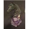 Image 1 : SCULPTURE: Bronze bust of a horse mounted on amethyst, titled Storm with Amethyst from the Vidal Col