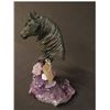 Image 4 : SCULPTURE: Bronze bust of a horse mounted on amethyst, titled Storm with Amethyst from the Vidal Col
