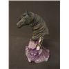 Image 6 : SCULPTURE: Bronze bust of a horse mounted on amethyst, titled Storm with Amethyst from the Vidal Col