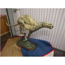 SCULPTURE: Bronze Running Cheetah with gilded spots. No markings found noted on previous report. 40"