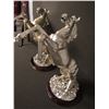 Image 2 : SCULPTURE: Pair of silver rearing horses on wood bases. No markings found noted on previous report. 