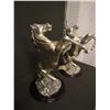 Image 4 : SCULPTURE: Pair of silver rearing horses on wood bases. No markings found noted on previous report. 