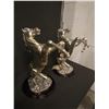 Image 5 : SCULPTURE: Pair of silver rearing horses on wood bases. No markings found noted on previous report. 