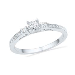 0.16 CTW Diamond 3-stone Promise Bridal Ring 10KT White Gold - REF-18N2F