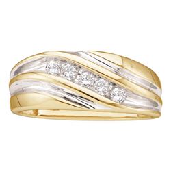 0.25 CTW Mens Diamond Wedding Anniversary Ring 14KT Two-tone Gold - REF-41F9N