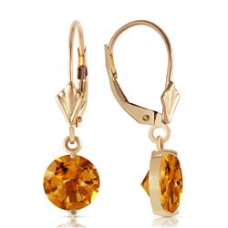 Genuine 3.1 ctw Citrine Earrings Jewelry 14KT Yellow Gold - REF-21Y6F