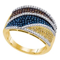 0.75 CTW Multicolor Diamond Fashion Ring 10KT Yellow Gold - REF-75M2H