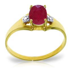Genuine 1.26 ctw Ruby & Diamond Ring Jewelry 14KT Yellow Gold - REF-26V2W