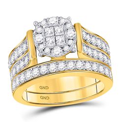 1.35 CTW Princess Diamond Soleil Bridal Engagement Ring 14KT Yellow Gold - REF-164M9H