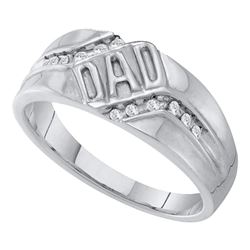0.12 CTW Mens Diamond Dad Ring 10KT White Gold - REF-19H4M