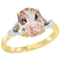 Natural 2.91 ctw Morganite & Diamond Engagement Ring 10K Yellow Gold - REF-48H6W