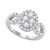 Image 1 : 1.72 CTW Diamond Oval Cluster Ring 10KT White Gold - REF-187X3Y