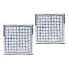 Image 1 : 0.05 CTW Diamond Square Cluster Stud Earrings 10KT White Gold - REF-4H5M