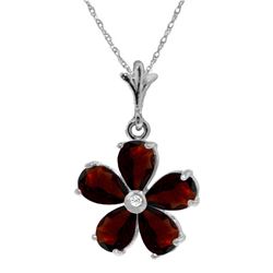Genuine 2.22 ctw Garnet & Diamond Necklace Jewelry 14KT White Gold - REF-30Z2N