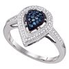 Image 1 : 0.25 CTW Blue Color Diamond Teardrop Cluster Ring 10KT White Gold - REF-30Y2X