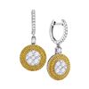 Image 1 : 1.6 CTW Yellow Diamond Circle Cluster Dangle Earrings 18KT White Gold - REF-262M4H