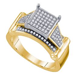 0.25 CTW Diamond Square Cluster Ring 10KT Yellow Gold - REF-38H9M