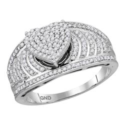 0.50 CTW Diamond Heart Cluster Bridal Engagement Ring 10KT White Gold - REF-44N9F