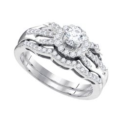 0.50 CTW Diamond Halo Bridal Engagement Ring 10KT White Gold - REF-57H2M