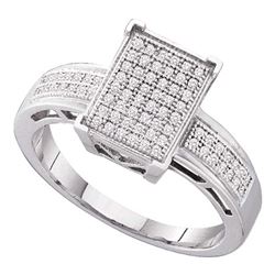 0.20 CTW Diamond Rectangle Cluster Bridal Engagement Ring 10KT White Gold - REF-26F9N
