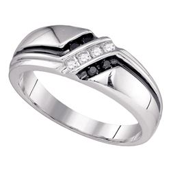 0.19 CTW Mens Black Color Diamond Ring 10KT White Gold - REF-25Y4X