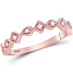 0.10 CTW Diamond Squares Stackable Ring 14KT Rose Gold - REF-22W4K