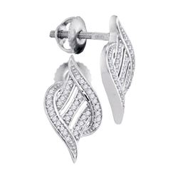 0.16 CTW Diamond Ribbon Screwback Earrings 10KT White Gold - REF-20N9F
