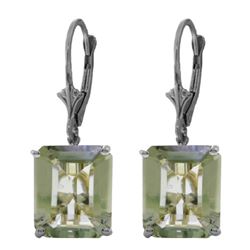 Genuine 13 ctw Green Amethyst Earrings Jewelry 14KT White Gold - REF-54V2W