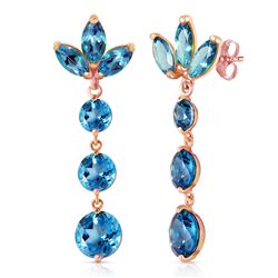Genuine 8.7 ctw Blue Topaz Earrings Jewelry 14KT Rose Gold - REF-53T6A