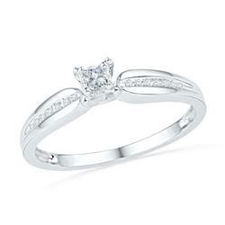 0.16 CTW Princess Diamond Solitaire Promise Bridal Ring 10KT White Gold - REF-18K2W