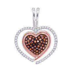 0.25 CTW Red Color Diamond Heart Love Pendant 10KT Two-tone Gold - REF-22H4M