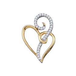 0.10 CTW Diamond Curled Double Heart Pendant 10KT Yellow Gold - REF-13Y4X