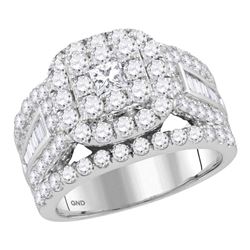 3.01 CTW Princess Diamond Solitaire Halo Bridal Engagement Ring 14KT White Gold - REF-285N2F