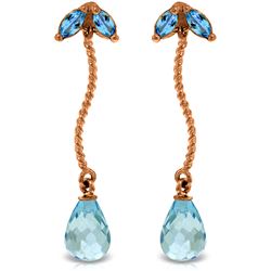 Genuine 3.4 ctw Blue Topaz Earrings Jewelry 14KT Rose Gold - REF-21V6W