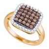 Image 1 : 1.05 CTW Cognac-brown Color Diamond Square Cluster Ring 10KT Rose Gold - REF-64H4M