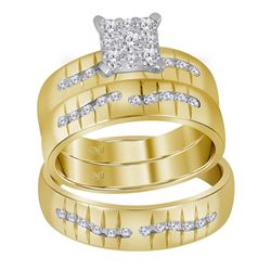 0.62 CTW His & Hers Diamond Matching Bridal Ring 14KT Yellow Gold - REF-116W3K