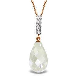 Genuine 7.18 ctw White Topaz & Diamond Necklace Jewelry 14KT Rose Gold - REF-29T2A