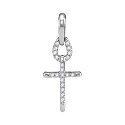 0.10 CTW Diamond Small Roman Cross Pendant 10KT White Gold - REF-8Y9X