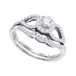 0.38 CTW Diamond Split-shank Bridal Engagement Ring 10KT White Gold - REF-44M9H